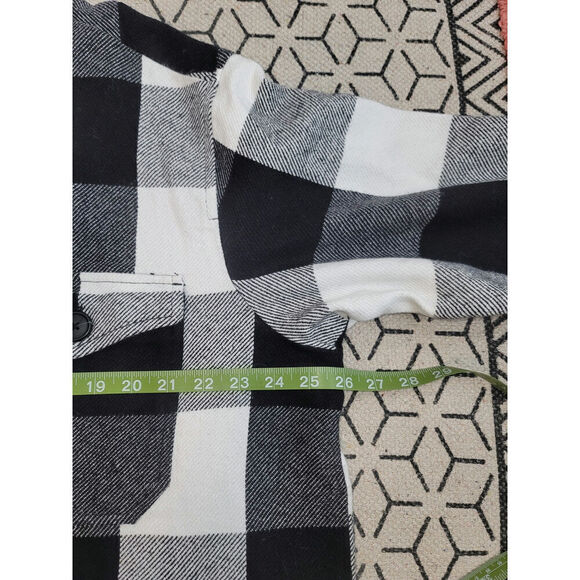 Lucky Brand Black White Plaid Flannel Shacket Jacket, sz Large - Picture 10 of 12